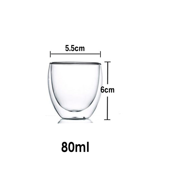 New 1/4/6pcs Double Wall Shot Glass Double Wall Espresso Coffee Cup 80ml  /250ml/350ml/450ml